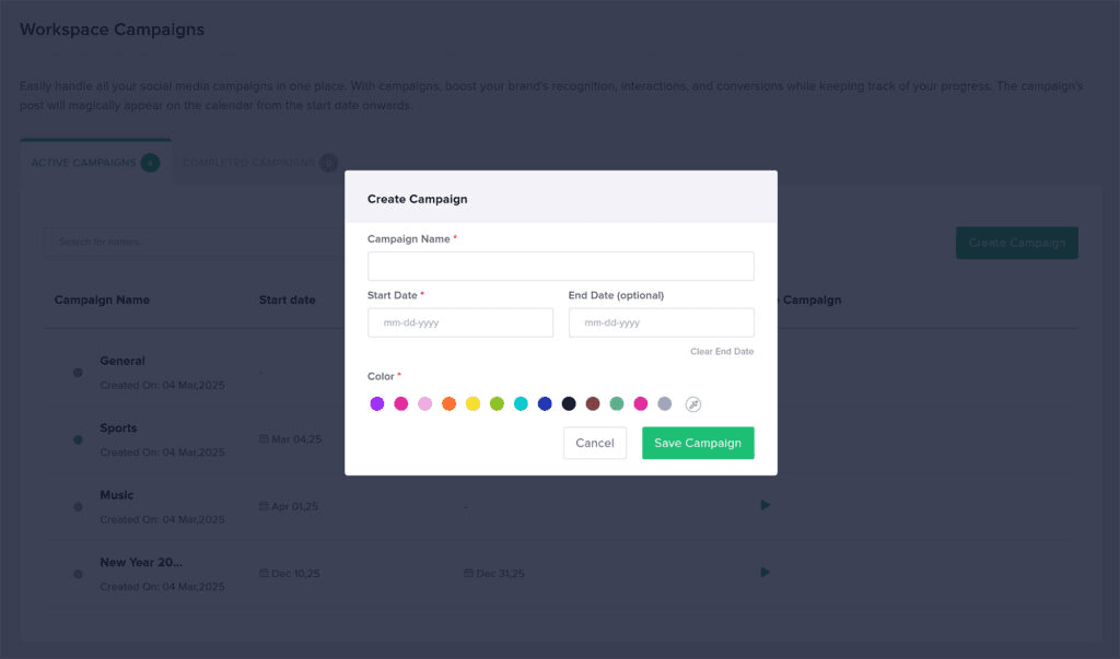 Campaigns Page
