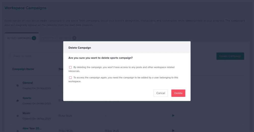 Campaigns Page