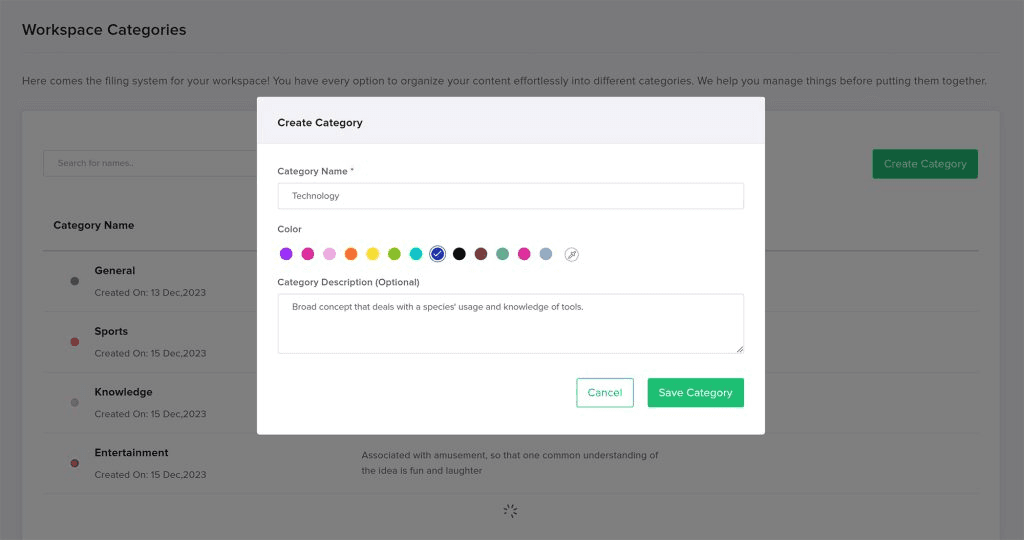 Categories Page