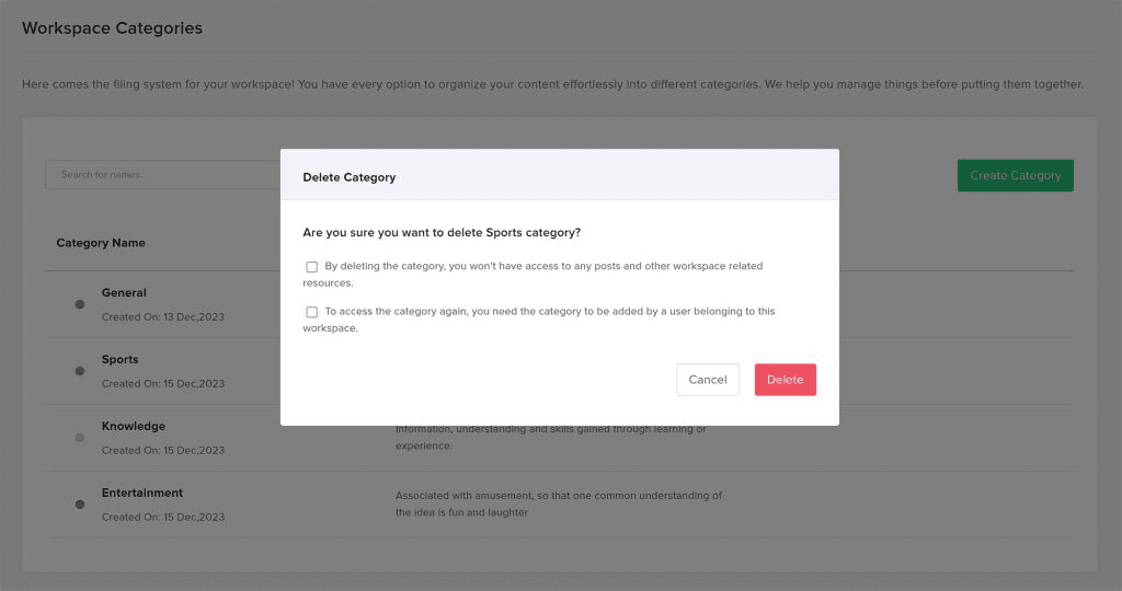 Categories Page