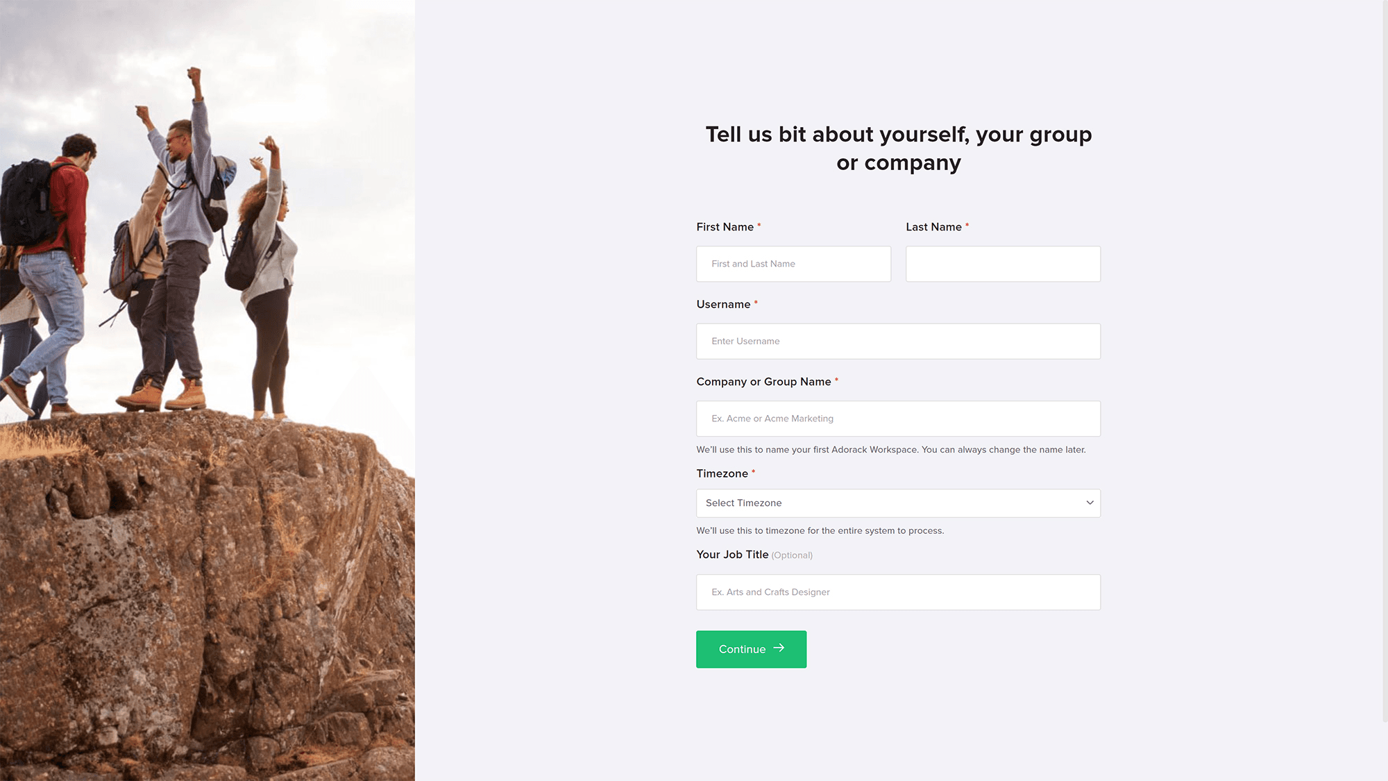 Adorack Workspace Onboarding