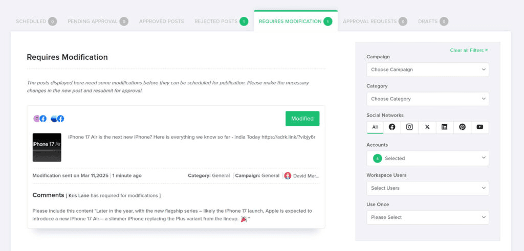 Requires Modification Posts