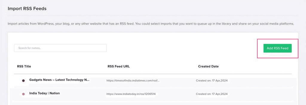 Add RSS Feed