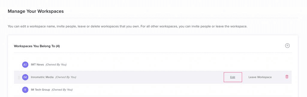 Edit your Workspace