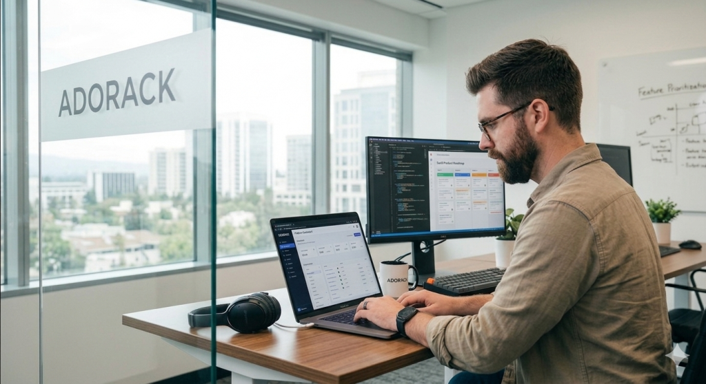 Adorack company team group photo representing collaboration and growth