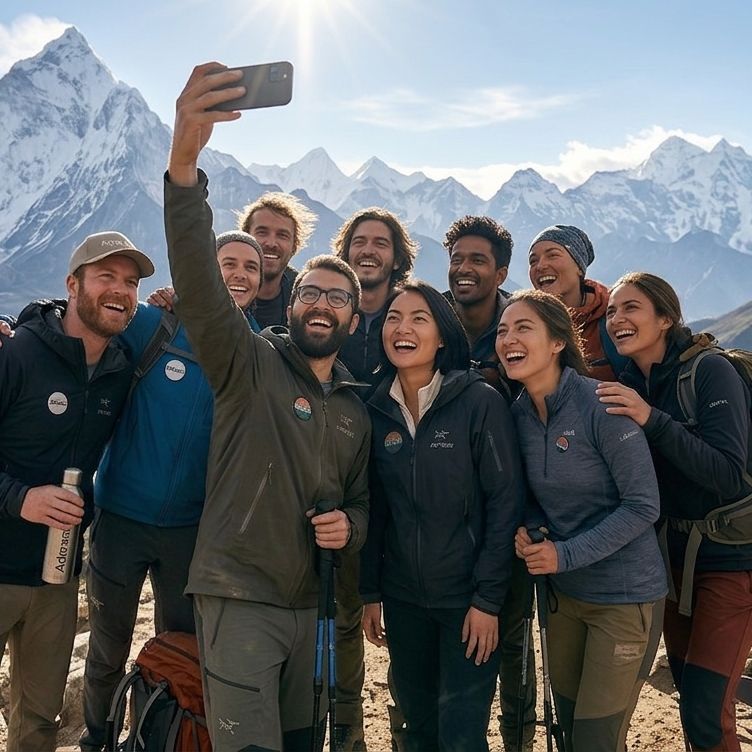 Adorack team outdoor group photo showing company culture
