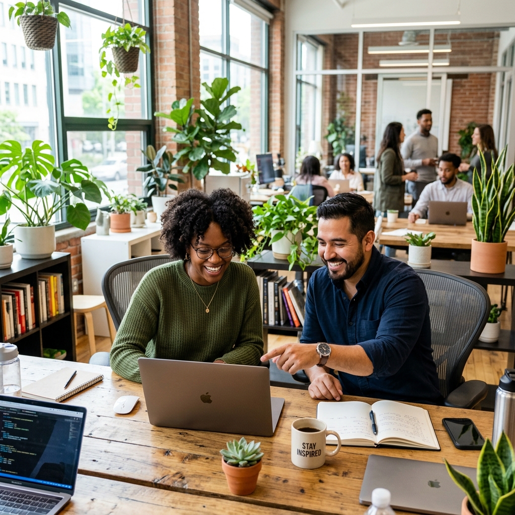 About Adorack team working together using a social media management tool for collaboration