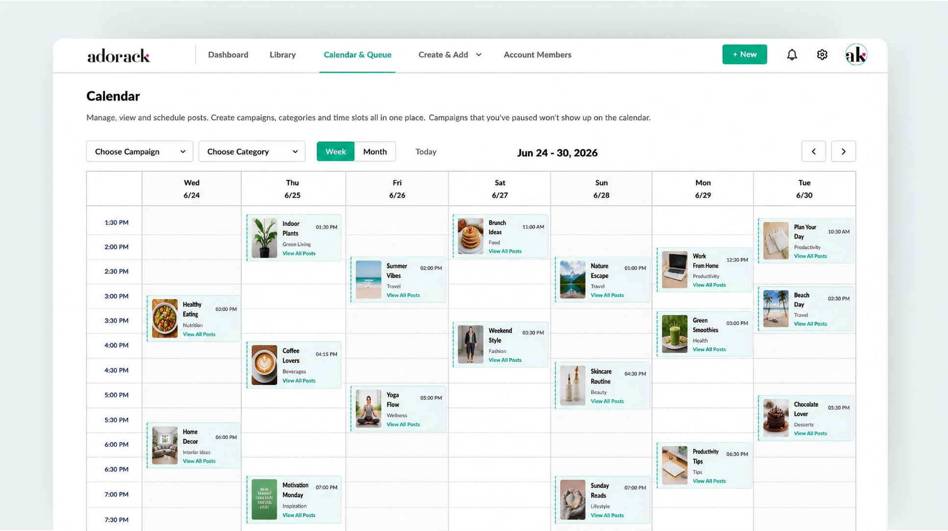 Adorack Pinterest Dashboard