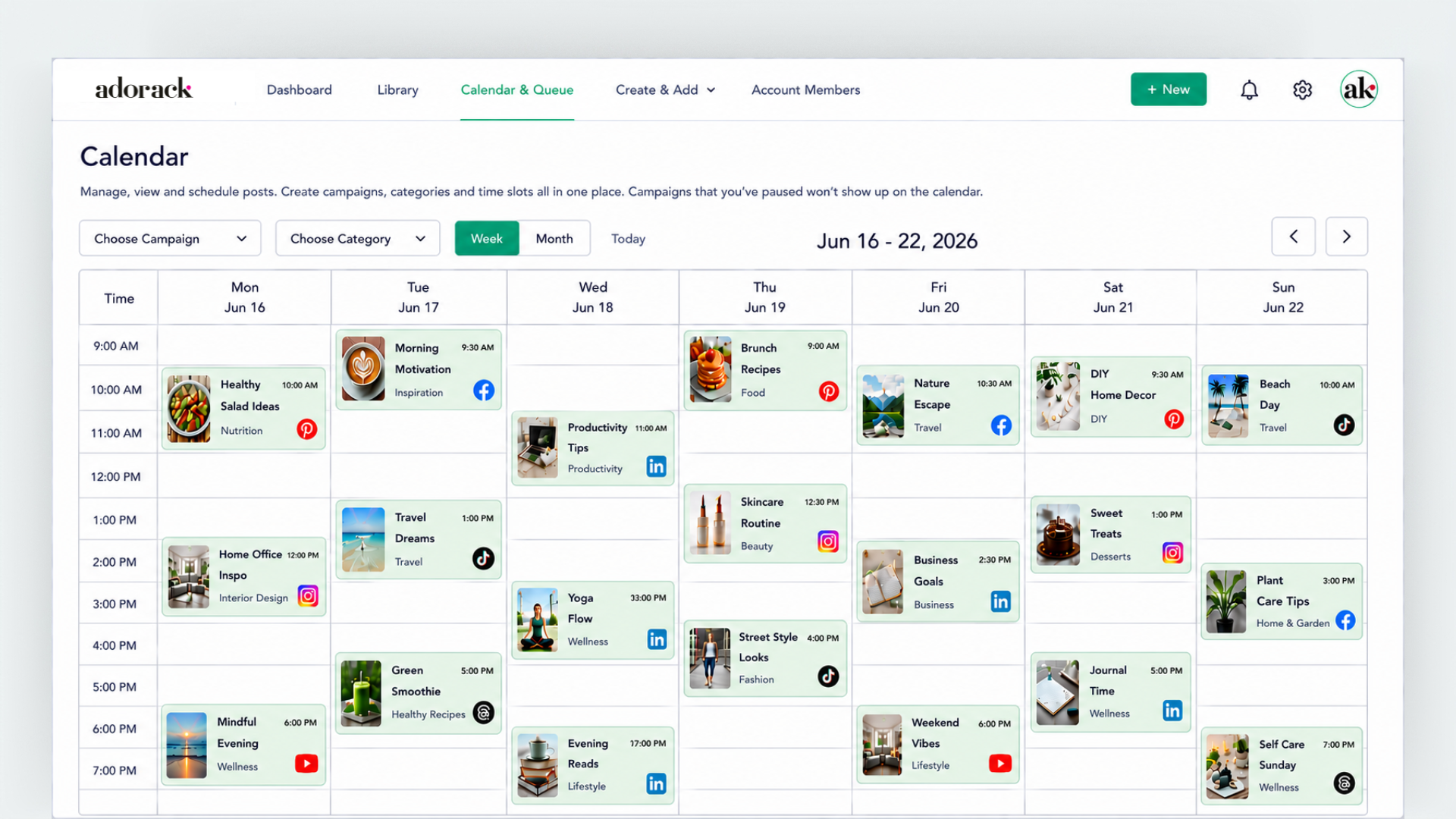 Adorack Facebook Dashboard Overview