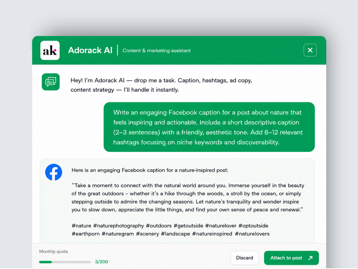 Adorack Facebook Publish Success Confirmation