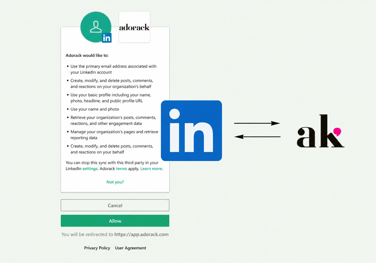 Modern SaaS dashboard showing LinkedIn account connection