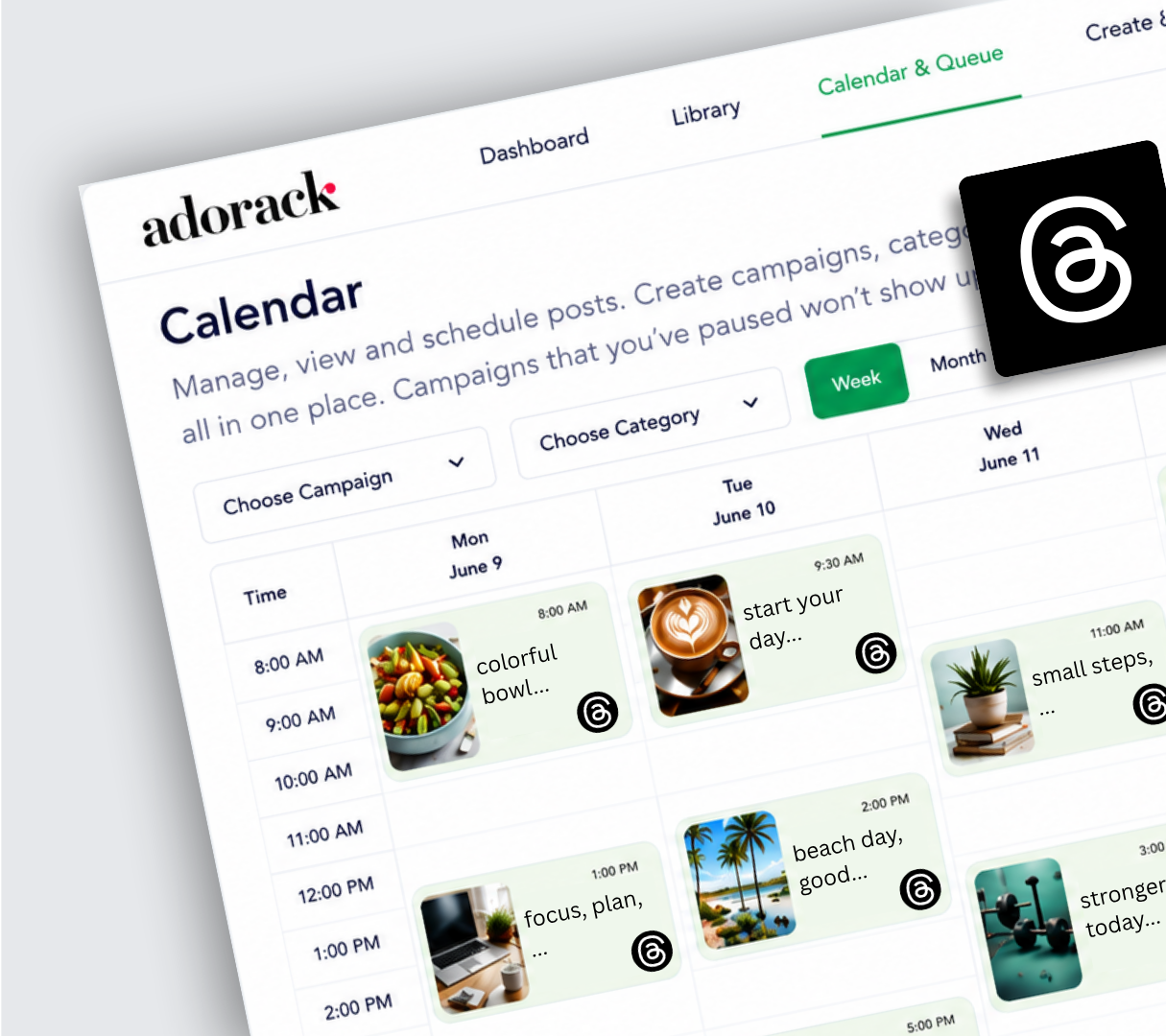 Calendar UI for social scheduling
