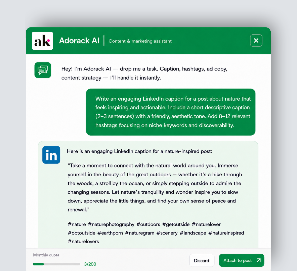 AI Content Assistant Chat UI